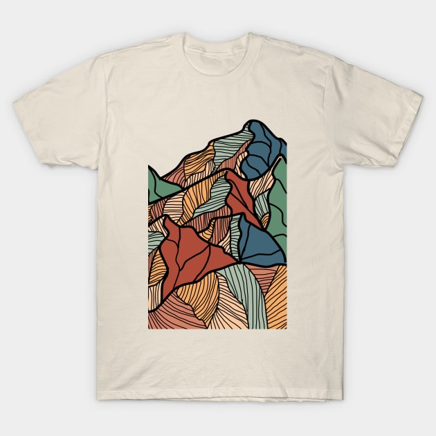 Bohemian Mountain Terrain T-Shirt by JujuC